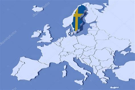 Zweden heeft enkele jaren geleden mijn hart gestolen. Europa kaart 3d Relief Zweden vlag kleuren — Stockfoto ...