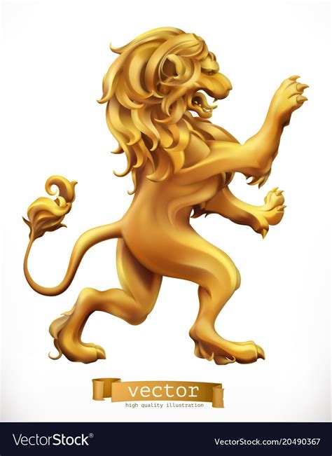 Inspirational designs, illustrations, and graphic elements from the world's best designers. Golden lion emblem 3d realistic icon Royalty Free Vector