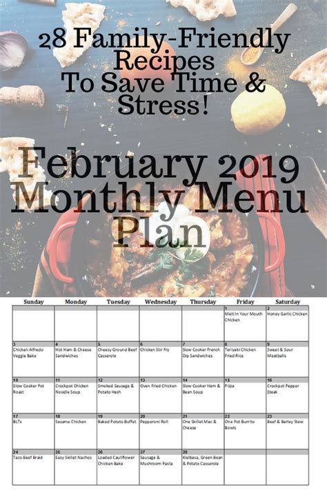 February 2019 Monthly Menu Plan - 28 Delicious Recipes ...
