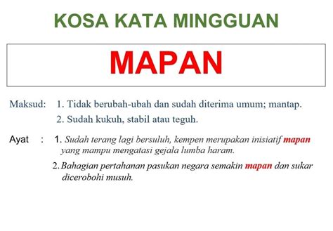 Keseluruhan kata dlm sesuatu bahasa, perbendaharaan kata. Maksud Sudah Terang Lagi Bersuluh