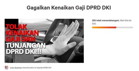 Kenaikan gaji atau tunjangan kinerja menjadi harapan banyak pekerja termasuk pegawai negeri sipil (pns). Mencuat Petisi Tolak Kenaikan Gaji dan Tunjangan DPRD DKI ...