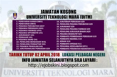 Semakan syarat kelayakan uitm 2021 online (selangkah uitm). Jawatan Kosong Universiti Teknologi MARA (UiTM) - 02 April ...