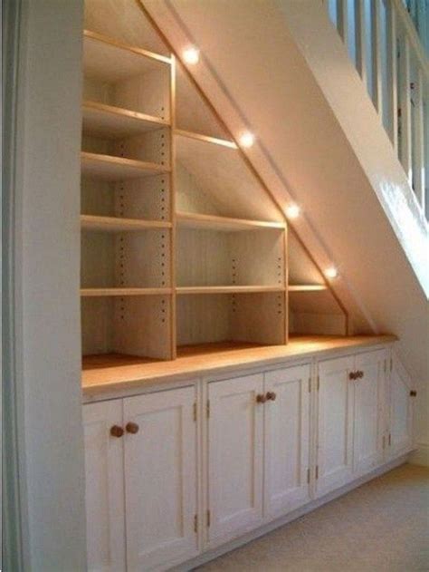 Fix a series of rails to take advantage of the different widths of an awkward space and attach shelves to fit. 20+ Fantastic Storage Under Stairs Ideas in 2020 | Understairs storage, Ikea under stairs, Under ...