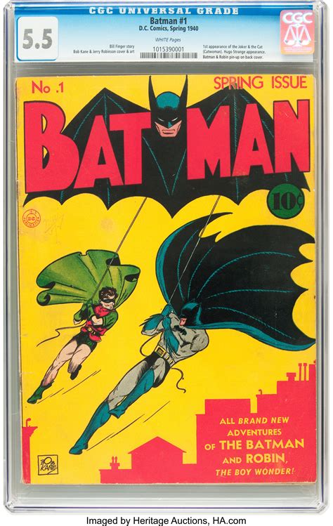 รางวัลที่ 1 รางวัลละ 6,000,000 บาท: Batman #1 (DC, 1940) CGC FN- 5.5 White pages.... Golden ...