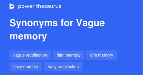 Vague Memory synonyms - 55 Words and Phrases for Vague Memory