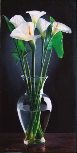 Blu cobalto con fiori bianchi, vaso. vaso con calle - Opera d'arte di Maurizio Viero