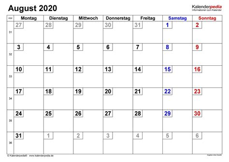 Ein organizer ist im täglichen gebrauch sehr praktisch. Kalender August 2020 als Word-Vorlagen