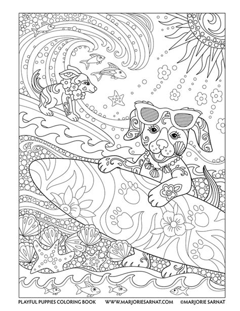 Dog coloring pages for adults has 30 dog drawings to color with super cute puppies and lots of color palettes. Playful Puppies — Marjorie Sarnat Design & Illustration