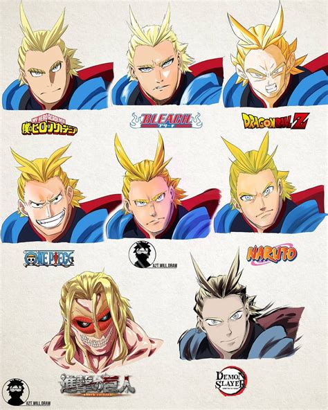 All Might in different manga styles [by A2T will Draw ...