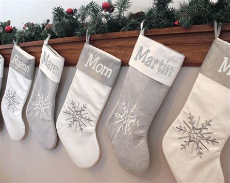 New & retired collections · family owned business Silver & White Christmas Stockings Personalized | Family ...