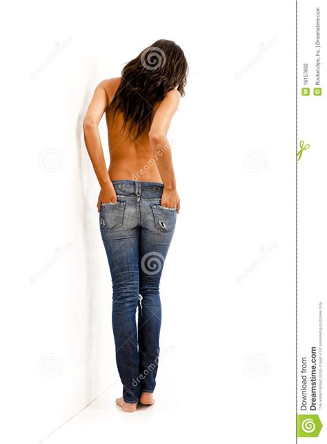 A woman is truly beautiful when she gives back. Back View Of Woman In Jeans Stock Photo - Image of people ...