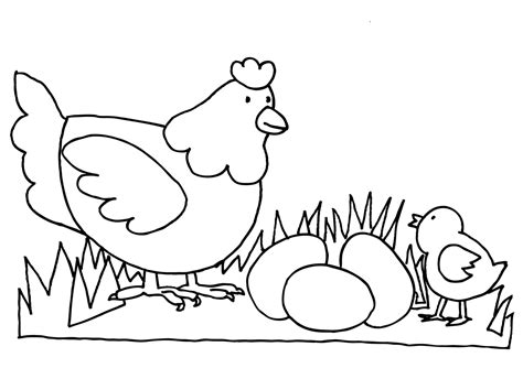 Sketsa gambar mewarnai pemandangan sederhana mudah. Family Of Chicken Colouring Page - Picolour