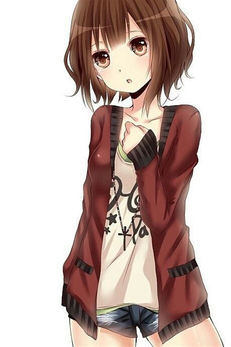 Image of sgcafe on twitter the top 20 cutest female anime. short brown hair brown eyes cute anime girl on We Heart It