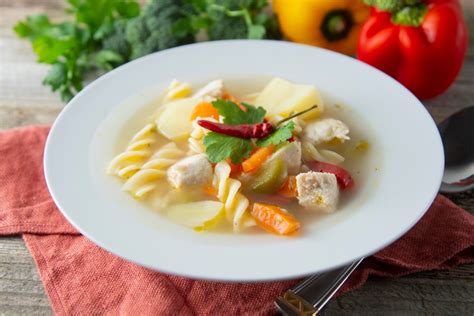 Куриный суп с овощами и макаронами - рецепт приготовления