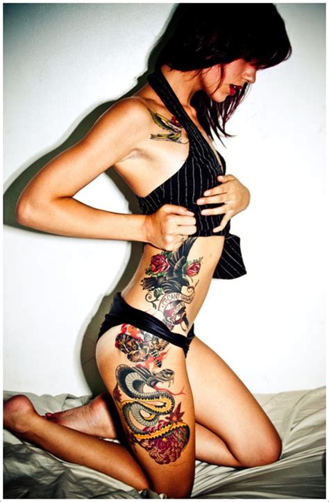 Aztec style moon tattoos are perfect for bohemian art lovers. Hot Thigh Tattoos for Women