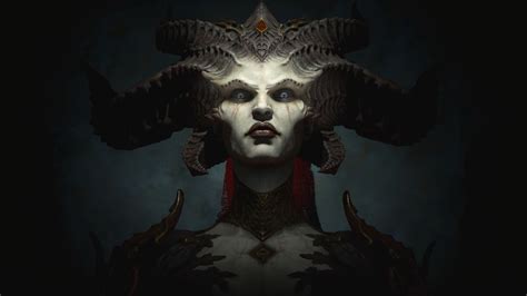 Diablo 4 lilith premium statue. looking at viewer, blue eyes, digital art, artwork, video ...
