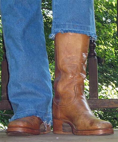 Frye campus boots of this era were 14 to 15 tall, and came in a variety of color choices: Oiled Banana Frye Campus Boots