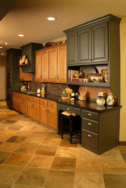 And i think when and if we update, when we are ready to sell, we might try staining the cabinets a dark chocolate to match the living room floors, or just go ahead and paint them, but for now we are happy with the changes we made… Kitchen Remodel using existing oak cabinets - Traditional ...