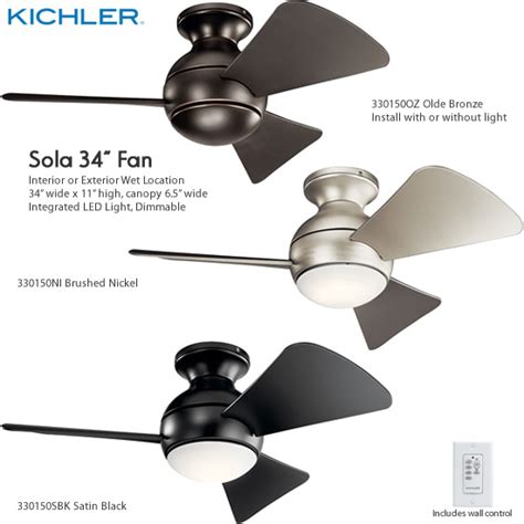 Wet ceiling fans can be installed where they will come in contact with rain and snow. Kichler Sola LED 34" Wet Location Ceiling Fans - Small ...