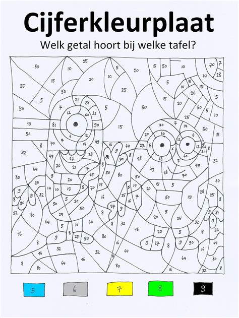 Kleurplaten van cijfers van 1 tot en met 10 met allerlei leuke dieren. Kleurplaat Cijfers Groep 3
