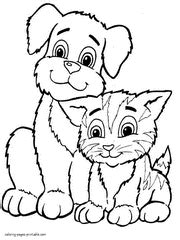 We've got our readers fresh and cute dog coloring pages. Dog and cat coloring pages. Free printable pictures.