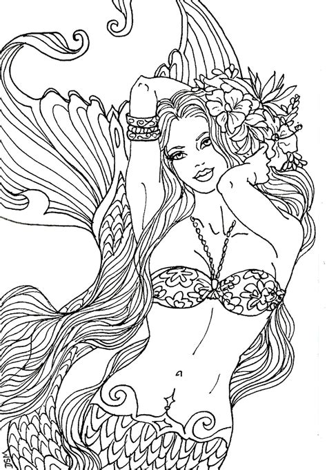 A mermaid is mythical creature said to be living in the seas and is usually characterized as an individual with a female because of their beauty and other worldly characteristics, mermaid are usually used as subjects for the arts. Mermaid Coloring Pages for Adults - Best Coloring Pages ...