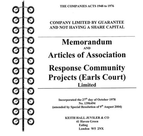 The memorandum of association must be in a prescribed form and must be authenticated by each subscriber. Memorandum And Articles Of Association