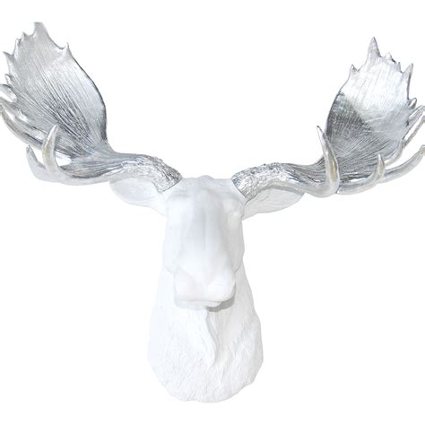 Made by village wrought iron in usa. Faux Moose Head Wall Mount // White and Silver | Moose ...