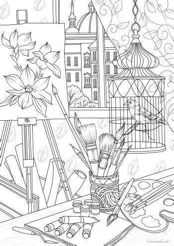 Beautifully illustrated, informative captions, printed on premium paper. Artist's Table - Printable Adult Coloring Pages from ...