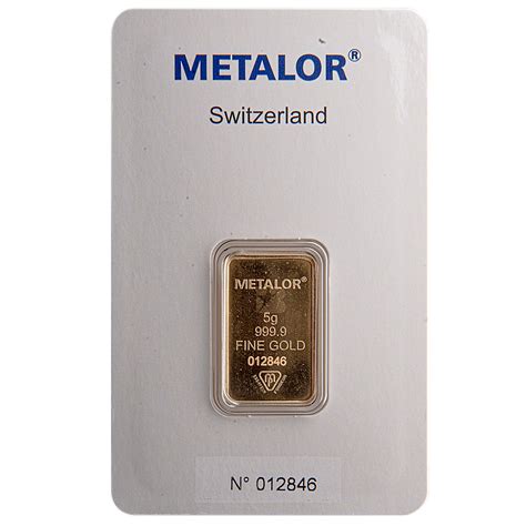 Price includes free insured storage in our vault for. Metalor Gold Bar - Circulated in good condition - 5 g