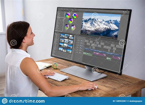 Editor Editing Video On Computer Stock Image - Image of edit, adult: 148952061