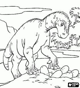 Online coloring > easter > painted easter eggs. Dinosaur watching its eggs coloring page | Dinosaur ...