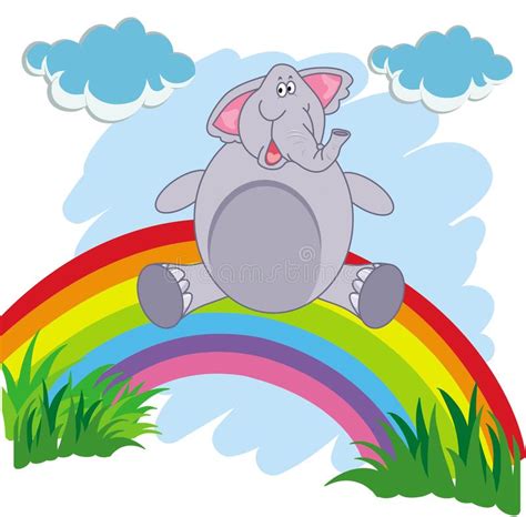 Rainbow baby gifts | somewhere over the rainbow print. Gelukkige Beeldverhaalolifant Op Een Regenboog Op Een ...