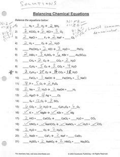 While are the starting substances in the reaction are the new substances that are formed. Balance Equations Key (With images) | Chemical equation ...