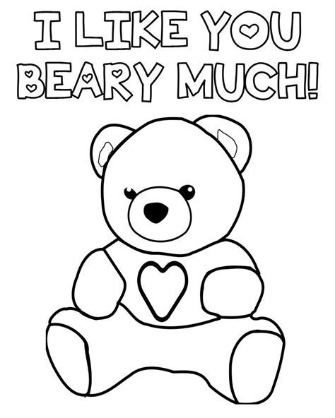 View and print full size. I Like You Beary Much - Teddy Bear Valentine's Day ...