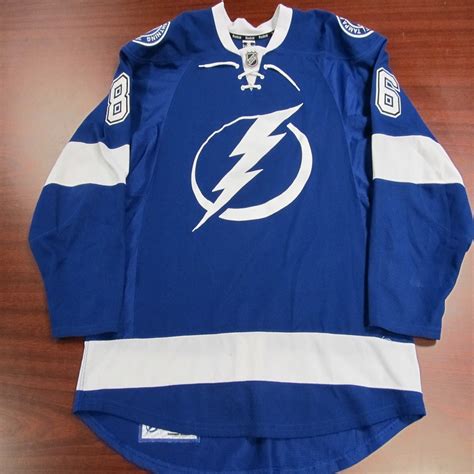 Kucherov and #86 are heat sealed onto the jersey with the same triple twill lettering used on his actual game jersey. #86 Nikita Kucherov 2015-16 Regular Season Game-Worn Home ...