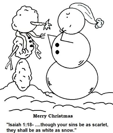 John 8 12 christian coloring pages. Snowman Coloring Page Isaiah 1:18