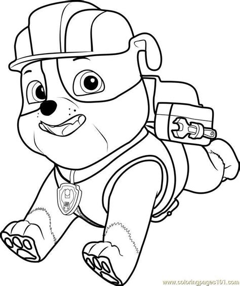 Send in our brave doggy soldiers, rubble, skye, marshall, chase, zuma, everest and rocky to save the day! Rubble Paw Patrol Coloring Page Fresh Paw Patrol Painting ...