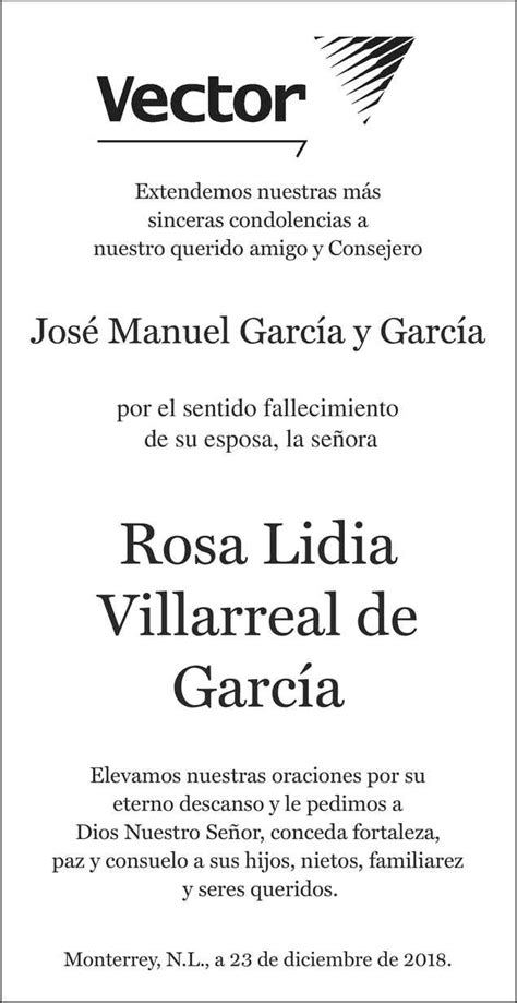 Persönliche & berufliche infos zu rosa villarreal bei namenfinden.de: Rosa Lidia Villarreal Villarreal Obituario Esquela