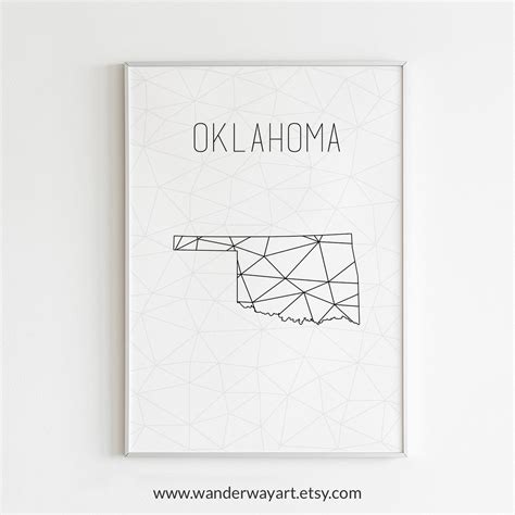 Oklahoma state, Oklahoma map, Oklahoma decor, Oklahoma print, Oklahoma 