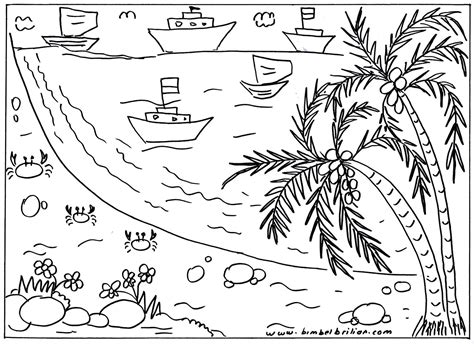 Sketsa Gambar Pemandangan Laut | Harian Nusantara