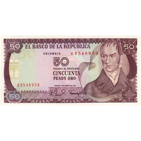 Información y asesoramiento personalizado para operar en los mercados locales e internacionales. Billet de banque Colombie - 50 pesos - 1981