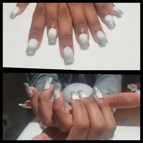 Or is it the ideal nail extension method? White and silver sparkle ombre | Sparkle, Dip powder, Nails