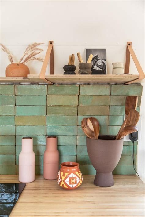 Maybe you would like to learn more about one of these? Butcher Block Countertop and Green Tile Backsplash in an ...