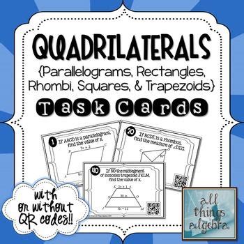 In the figure above, if you drag a point past its neighbor the quadrilateral will become 'crossed' where one side crossed over another. Quadrilaterals Task Cards | Task cards, Algebra, Teaching math