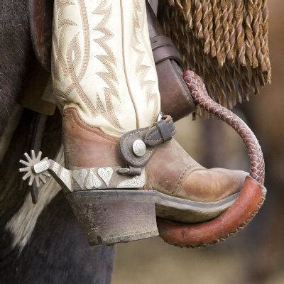 If you've selected a shiny new pair of spurs, you may be wondering how to attach them to your favorite cowboy boots. Close-Up of Cowboy Boot and Spurs at Sombrero Ranch, Craig ...