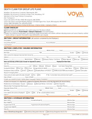 Manage all your bills, get payment due date reminders and schedule automatic payments from a single app. Fillable Online DEATH CLAIM FOR GROUP LIFE PLANS - Voya Financial Fax Email Print - PDFfiller
