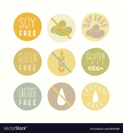 And healthier ones at that. Soy gluten lactose free signs Royalty Free Vector Image