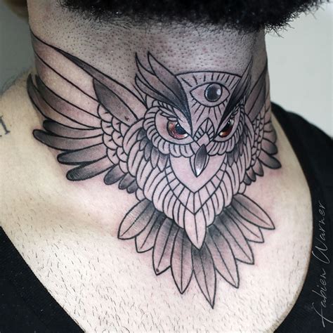 Some are small and intricate while others are large and graceful. Owl, Linework, GeometricTattoo, Tattoo, Fabien Warner