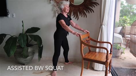 The assisted squat isfor the individual who is unable to perform a full depth normal squat either weakness in these muscles will greatly effect ones ability to perform tasks such as rising from a chair, getting out of a car or climbing stairs. Assisted Bodyweight Squats - YouTube